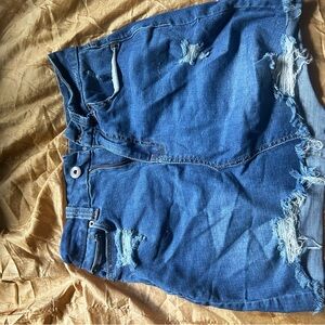 No Boundaries Blue Distressed Jean Shorts